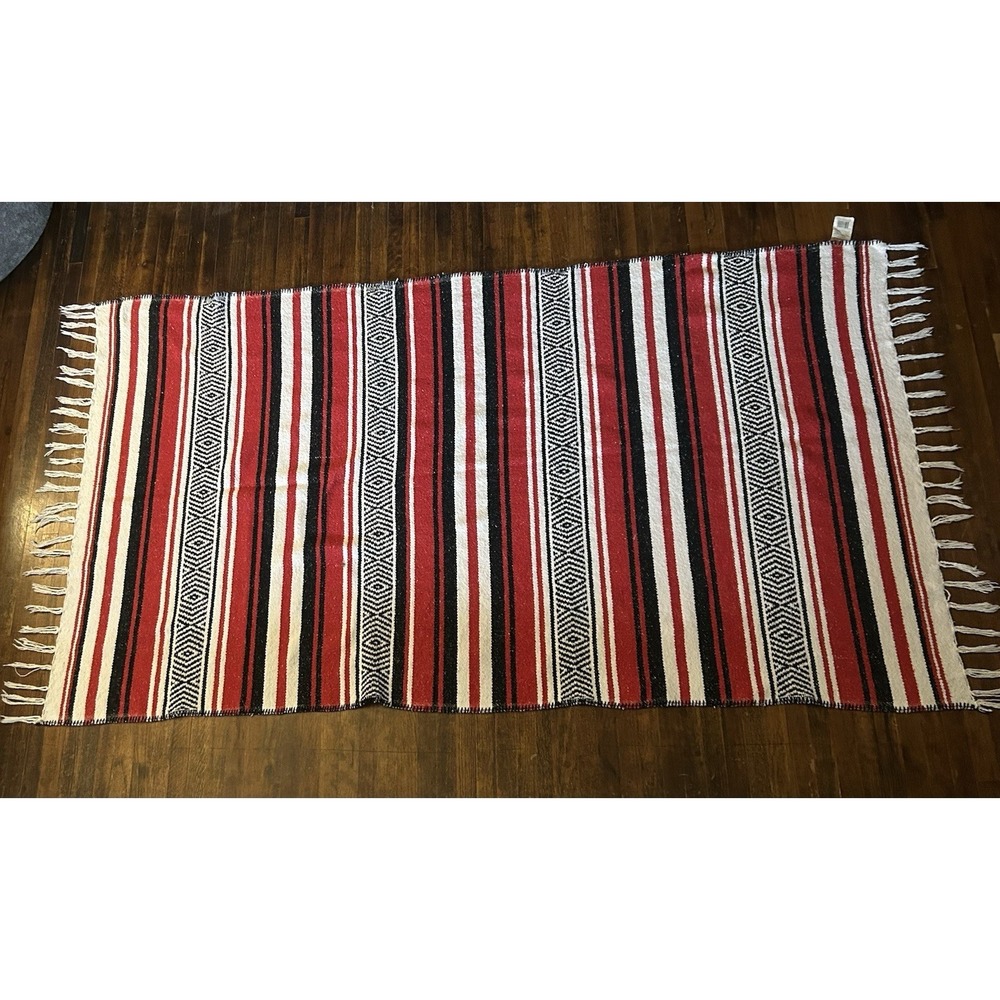 Black Canyon Outfitters Throw Cotton Blend Blanket‎  Made In Mexico 40 By 74